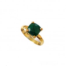 Raw emerald gemstone silver ring